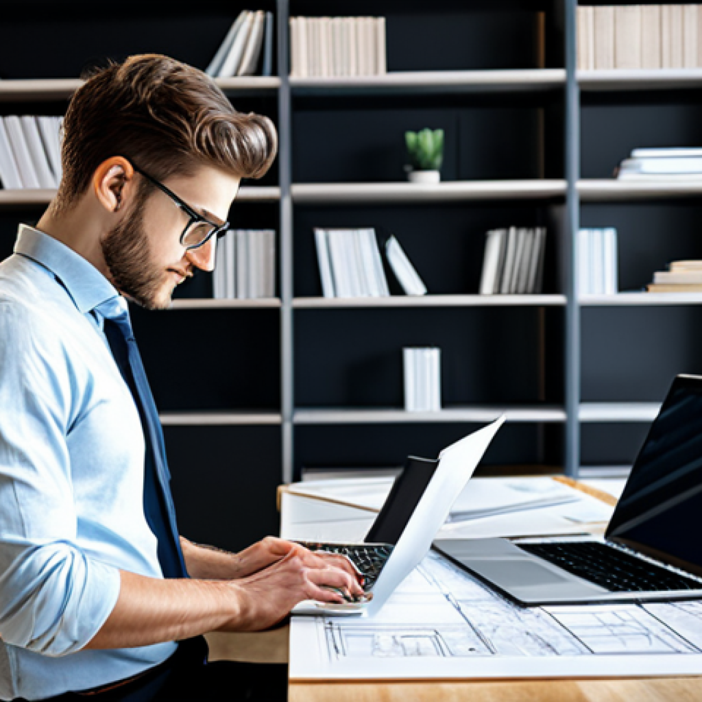 Architect Startup**
"A young, ambitious architect in a modern, sunlit office, reviewing blueprints. Laptop open with CAD software. Bookshelves filled with architectural models. Professional attire, fully clothed, appropriate content, safe for work. Perfect anatomy, correct proportions, well-formed hands, natural pose. High-quality rendering, professional photography, realistic."
**